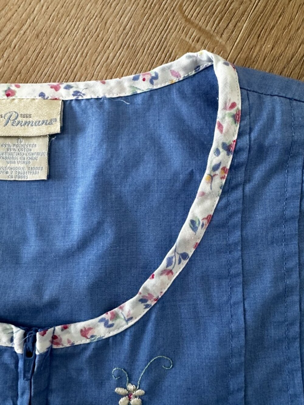 Women's Vintage Embroidered Retro House/Porch Dress sz XL - Royal Blue - Picture 4 of 11